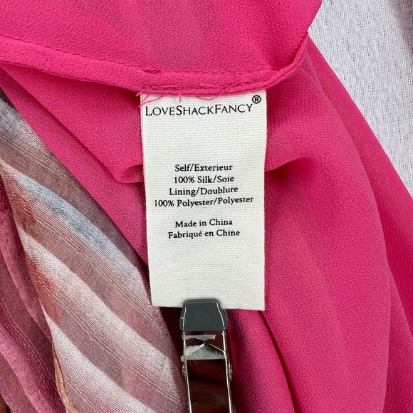 LOVESHACKFANCY Meridian Dress Womens 4 Pink Watercolor Print Long Sleeve NWT - Picture 11 of 16